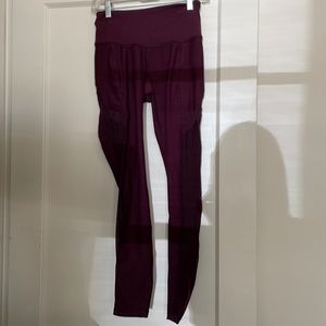 Burgundy Athletic Leggings with Mesh Sides